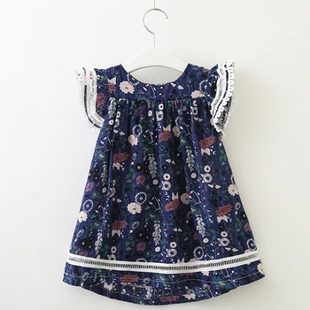 Nova Dekleta Obleko 2020 Mornar, ki bo Ustrezala Gumb Dekoracijo Dekle Otroci Obleko Lok Baby Dekle Obleko Obleko za 3 7 Let Študentov Oblačila