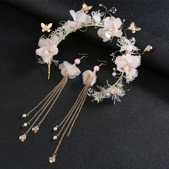 Korejski Pravljice Lepoto Nesmrtno rožo Nevesta Pokrivala dolgi uhani slog nevesta poročni lase hoop nova