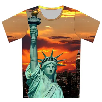 Ameriški Kip Svobode majica s kratkimi rokavi Otroci ZDA Indenpence Natisni T-shirt Tees Otroci 3D ZDA Zastavo Priložnostne Fantje Dekleta Tshirts 4-20Y