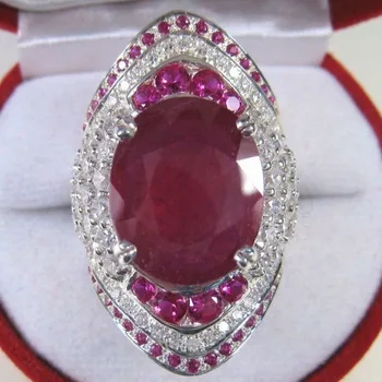 Ruby Prekrita 925 Srebro Obroč Pretirana Polno Diamond Zaročni Prstan Vintage Nakit za Ženske Osebe