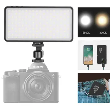 Neewer Pro MFL-06, O-Kamera Video Lučka, Žepni Velikosti 180 SMD LED/Bi-Color 3000-6500K/Zatemniti Svetlost/CRI96+/vgrajene Baterije