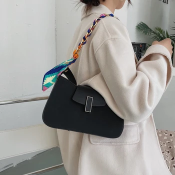 Vintage Kvadratnih Pazduho vrečko 2020 Moda New Visoke kakovosti Mat PU Usnja Ženske Oblikovalec Torbici Ramenski Trak Messenger Bag
