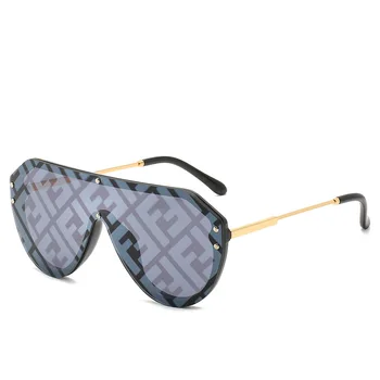 Nov ženski črka FDA CE Vodni žig black Luxury prevelik UV400 Črna ženska gafas Moda Kovinska sončna Očala sončna očala
