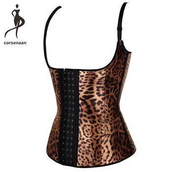 Plus Velikost Prilagodljivih Trakov Leopard Tiskanja Trdno Telo Oblikovalec Jekla Brez Njih Pasu Usposabljanje Korzet Iz Lateksa Telovnik Shapewear 887#