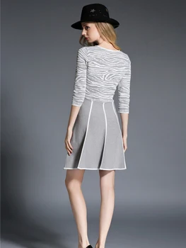 OLOMM 2020 Novi Evropski in Ameriški modni 3/4 rokav Plesti Obleko Šivanje Nabrano krilo HR160615 brezplačna dostava