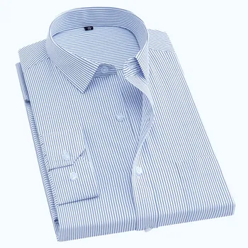 Klasične dobro prilegajo, mens črtasto obleko srajce poln rokav non-iron dobro formalno znižuj ovratnik moški zgornji deli oblačil