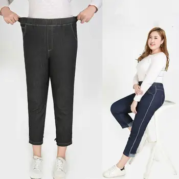 2XL-9XL 2019 Plus velikost Ženske Jeans Priložnostne Visoko Pasu Stretch Traper Hlače Ženske 5XL 6XL 7XL velikosti Pozimi Skinny Kavbojke Hlač