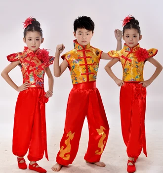 Kitajski tradicionalni ples kostum otrok zmaj otroci ljudske plesne kostume sodobne hanfu za dekleta lev nacionalni za fante