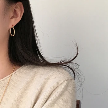 LouLeur 925 sterling srebro 2,5 mm x 20 mm/2,5 mm x 15 mm Twist hoop uhani teksturo elegantno 2019 ženski Koreja nakit uhani