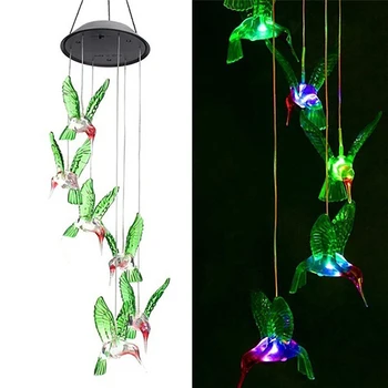 Solar Powered LED Wind Chime Pregleden Hummingbird Wind Chime Barve-Spreminjanje Neprepustna za Stranke, Terasi, Dvorišču, Vrt Dekor