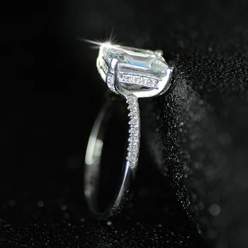 Smaragdno 925 Sterling silver obroči prst Simple Square Emerald cut Diamond Elegantno Obroč za Ženske Angažiranosti Poročni nakit
