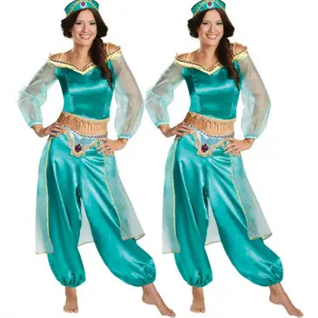 Aladdin Princesa Jasmina Cosplay Ženske, Dekleta Obleke Fancy Stranka Obleko Gor Kostum Ženski Top+Hlače+Trakovi 3pcs Oblačila Sklop