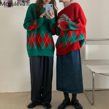 Mozuleva 2020 Trije Standardni Lepo Božično Svoboden Plesti Pulover O-Vratu Polno Puloverji Zimskih Oblačil Žensk Prevelik Pulover
