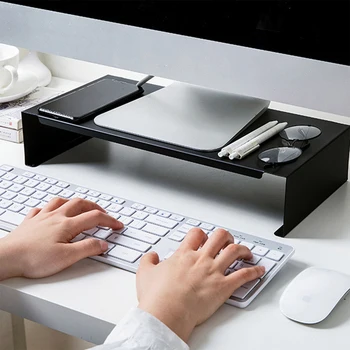 Računalnik, Monitor Stand Riser Desk Laptop Organizator s Pen Ploščo Utori Kabel za Shranjevanje Luknjo, Namizno Držalo za Domačo Pisarno PC
