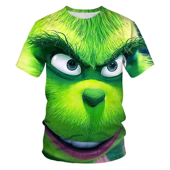 Moda Novih Zelenih Las Grinch moške majice 3D Tiskanja Novost Smešno Lepe Zelene čudno hip-hop Street Style tee shirt homme