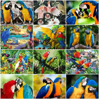 AZQSD Odraslih, Barvanje Z Številkami Živali DIY Olje, Barvanje Z Številkami Papiga Na Platnu Slika Dnevna Soba Dekoracijo Doma