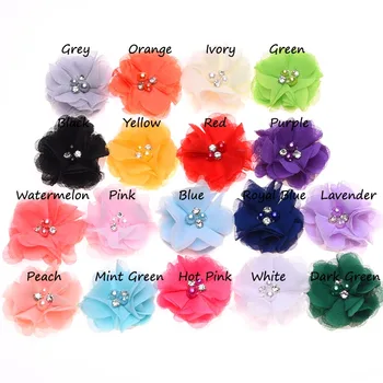 100 KOZARCEV Pearl Šifon Cvet za Lase Pribor DIY cvetje za Glavo Ročno Lase cvet Brez Hairclip Hairbow