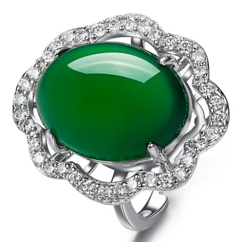 Bague Ringen Ustvarili Smaragdno Zeleni Prstan Chalcedony Gemstone Posla 925 Srebrni Prstani Pribor Ženske Valentinovo