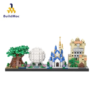 Buildmoc Ideje Princesa Grad Fairy Tale Svetu Skyline Arhitektura Stavbe, Bloki Mesto Street View Opeke Izobraževanje Otroci Igrače