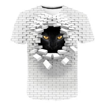 Novo Otroci majice za 1-14Years Dekleta Vrhovi Pes Tees Fantje Tshirts Moda Steno načrta Fantje Črni 3D Mačka T Srajce 8 Modelov