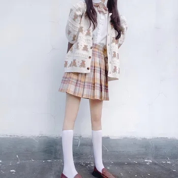 Harajuku Japonski Srčkan Nosi Pletene Cardigan Pulover Ženske Pomlad Svoboden Kawaii Suknjič 2020 Novo Oversize Ženski Puloverji Mujer