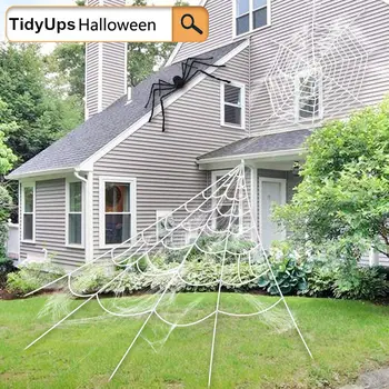 Halloween Velikan Pajek Spletu, Super Stretch Cobweb z Pajek Jermeni za Halloween Dekoracijo(5x4.8m)