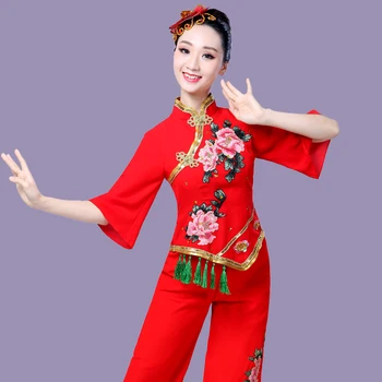 Hanfu nov slog Yangko uspešnosti square dance kostum, ljubitelj plesa dežnik ples tradicionalni kitajski ples kostum