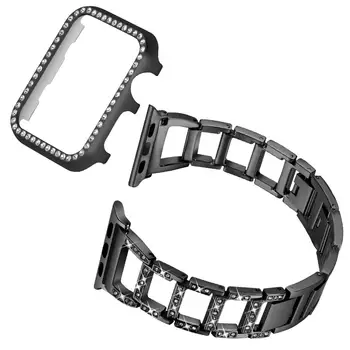 Diamond Trak+Primeru Za Apple Gledati serije 6 SE 5 4 3 2 zapestnica iz nerjavečega jekla, Trak watchband za iwatch 40 mm 44 mm 38 mm 42mm