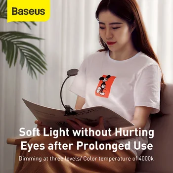 Baseus Mini LED Branje Tabela Posnetek Lučka zaščito za Oči Zatemniti Postelji Svetilko ponovno polniti Spalnica Nočne Luči za Domačo Pisarno
