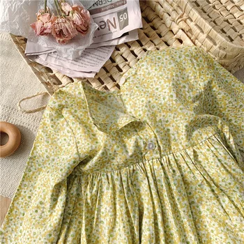 Baby Dekle Cvetlični Obleko 2021 Pomlad Bombaž Dolg Rokav Princesa Obleko Za Deklice Srčkan Otroci Priložnostne Obleko Oblačila
