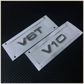 Visoka kakovost 2pcs Nov Avto Styling 3D ABS Silver Chrome Resnično V6T V8T V10 W12 Strani Telesa Auto Značko Emblem Nalepka