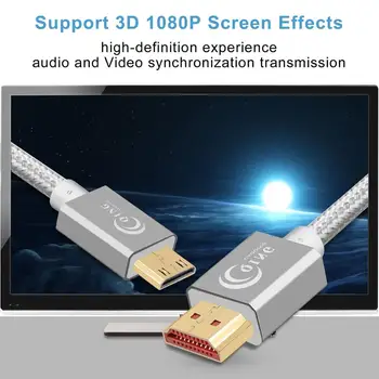 Mini HDMI na HDMI High Speed Moški Moški Mini HDMI Kabel, 3D, 4K ločljivosti 1080P za Kamero, Monitor, Projektor Prenosni MP4 Mini HDMI