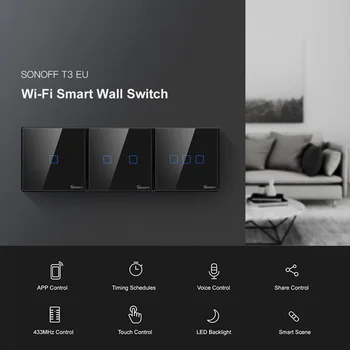 Sonoff T3 EU 2C TX Smart Wifi Steno Touch Stikalo Z Mejo 433 RF/Glas/APP/Touch Kontrole Smart Home Delo Z Google Alexa