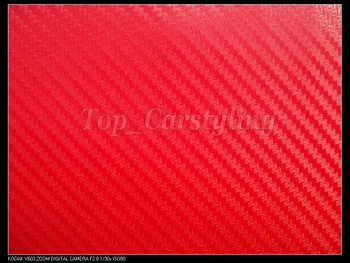 Visoko kakovostno Rdeče 3D Ogljikovih Vlaken Vinil Car Wrap Film folije Z Air Bubble Free 3D Avto kože styling pokrivna velikost 1.52x30m/Roll