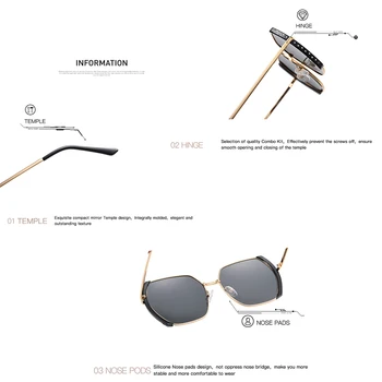 AEVOGUE Nove Ženske Kovinskih Kvadratnih Polarizirana sončna Očala Gradient Objektiv Moda Prostem Vožnje Očala UV400 AE0844
