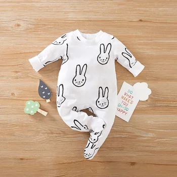 Newborn Baby Girl Obleke 0 3 6 9 12 Mesecih Novo Rojen Začetnih Fant Jumpsuit Zajec Kostum Onesies Padec Footie Pižamo Obleke