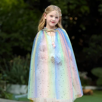 Baby Dekle Oblačila Moda Bleščicami Očesa Dekleta Plašč Multicolor Sijoče Šal Stranka, Cosplay Princesa Kostume 2-10 Leto Otroci Oblačila
