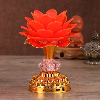 Lotus Flower Luči Buda Svetla luč LED Barvna Luč Lotus Luči Buda Molitev Pralni Boginja Meditativne Glasbe Tempelj