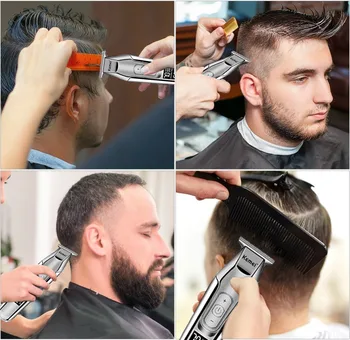Kemei lase clipper brado brivnik moški hair trimmer digitalni LCD zaslon akumulatorski frizuro električni brivnik 5