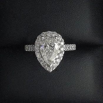 Luksuzni Ženski Obljuba prstan 925 Sterling srebro Pear rez 3ct cz Angažiranost, Poročni Bend, Obroči za ženske Poročne Izjavo Nakit