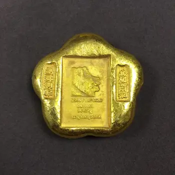 Lepe medenina gilded starinsko (lev glavo) mala zlata ingot