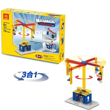 76pcs/set Strojev Blokov, Igrače, Električni Carrousel Plastični Model Kompleti za Gradnjo Igrače Bloki, Opeke Otroci DIY Igrače Združljiv Darila