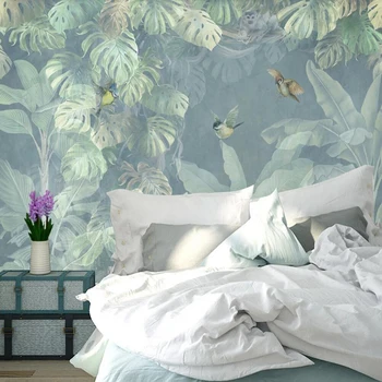 Milofi po meri 3D ozadje zidana Skandinavski retro ročno poslikane tropske rastline, TV ozadju stene dekorativno slikarstvo ozadje