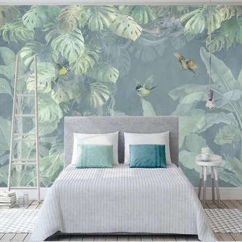 Milofi po meri 3D ozadje zidana Skandinavski retro ročno poslikane tropske rastline, TV ozadju stene dekorativno slikarstvo ozadje