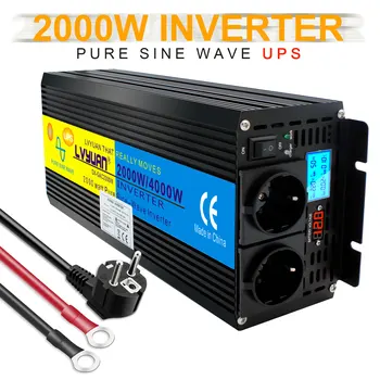 2000W Polno Močjo Kampiranje Sili Inverter Pure Sine Wave Inverter 2 EU AC Vtičnice Avto Inverter 12V 220V Pretvornik UPS 220V