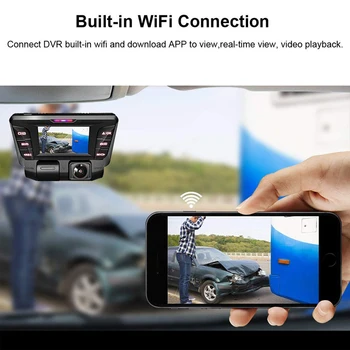 4K Dash Cam Avto DVR Dvojno Objektiv FHD 1080P širokokotni WiFi Avto Fotoaparat, Video Snemalnik Dashcam 2,7-Palčni S Parkiranje Zaslon