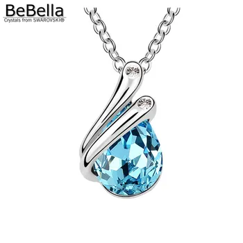 BeBella kaplja vode obesek ogrlico s hruškasto Kristali Swarovski povezavo verige nove neveste poročni nakit