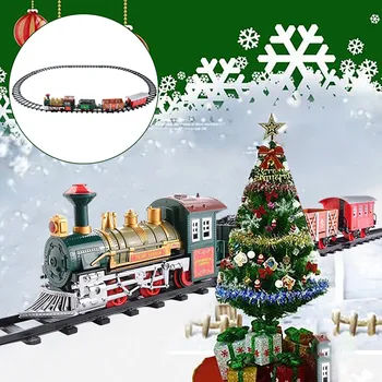 Vlak Nastavite S Luči In Zvoki Božični Vlak Nastavite Železniških Tirih Baterija Upravlja Igrače Božič Vlak Darilo Za Otroke Električni