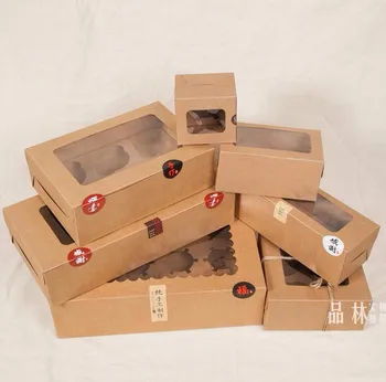 20PCS Kraft 6 Cupcake škatlo in embalažni papir, kraft karton torto polje z jasno pvc okna 8 cupcake 4 darilo pakiranje obrti polje