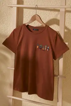 Trendyol Vezene Osnovne Pletene T-Shirt TWOSS20TS0103